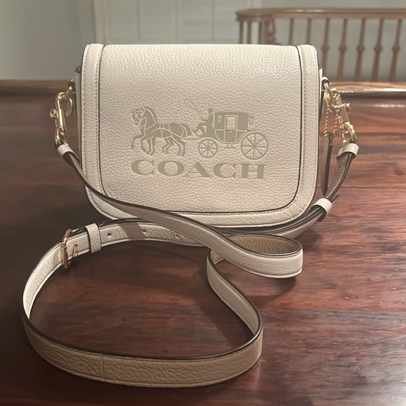 COACH Horse & Carriage Saddle Crossbody Bag Chalk/Vanilla Cream - Picture 1 of 16